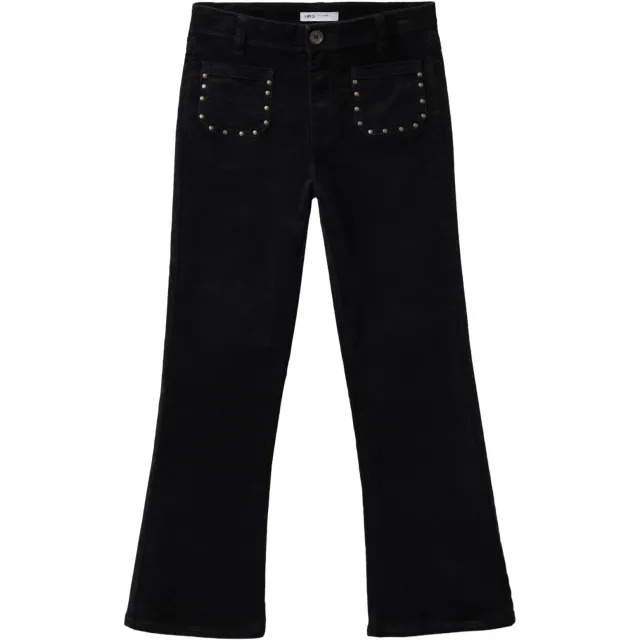 Mango Kids corduroy flared broek met studs zwart