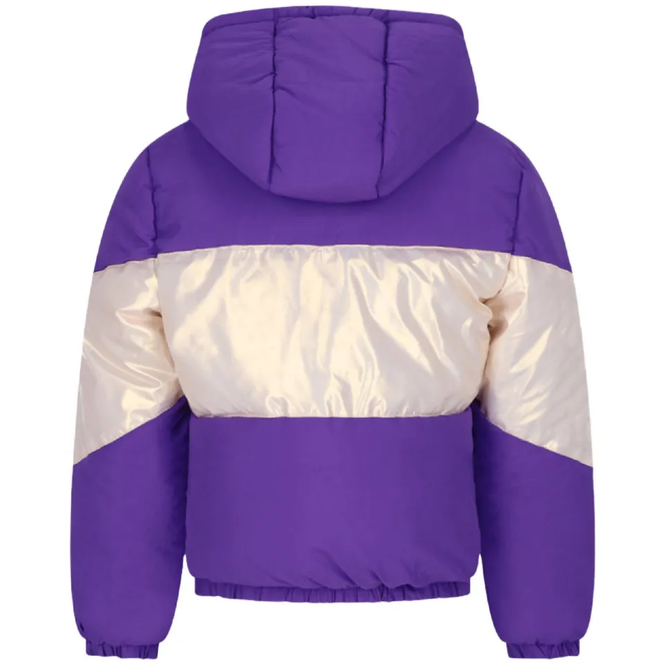 Moodstreet gewatteerde winterjas paars offwhite, foto 3