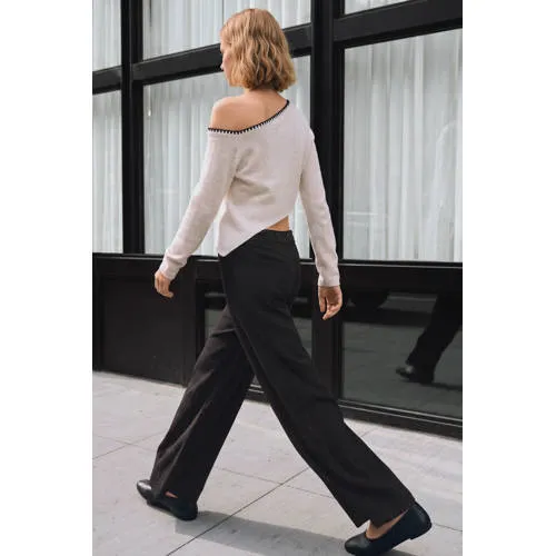 Mango casual broek met strass-steentjes zwart, foto 4