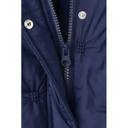 Mango gewatteerde winterjas marineblauw met capuchon, foto 3