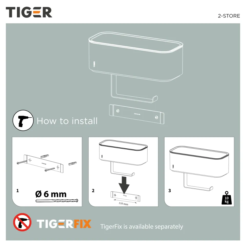 Tiger 2-Store toiletrolhouder met opbergbakje zwart, foto 2