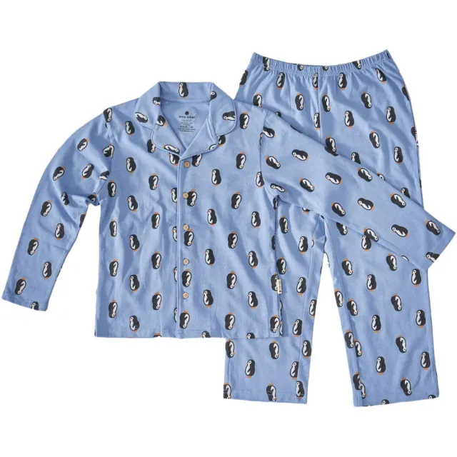 Little Label pyjama met pinguïn print klassieke kraag blauw, foto 2