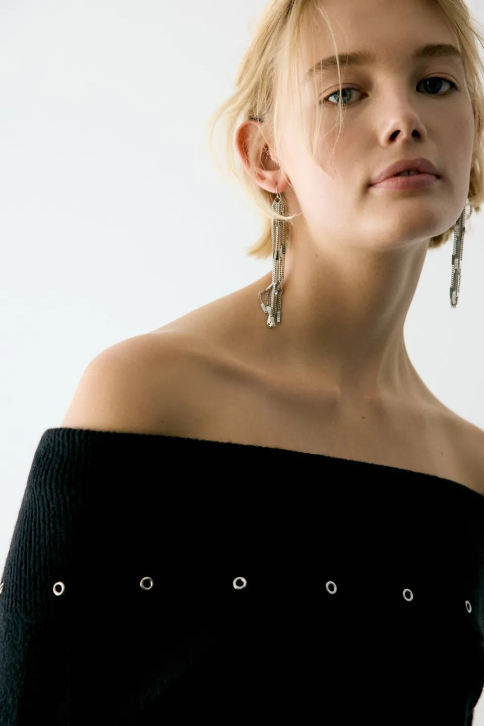 Mango TEEN off shoulder gebreide trui - zwart, foto 4