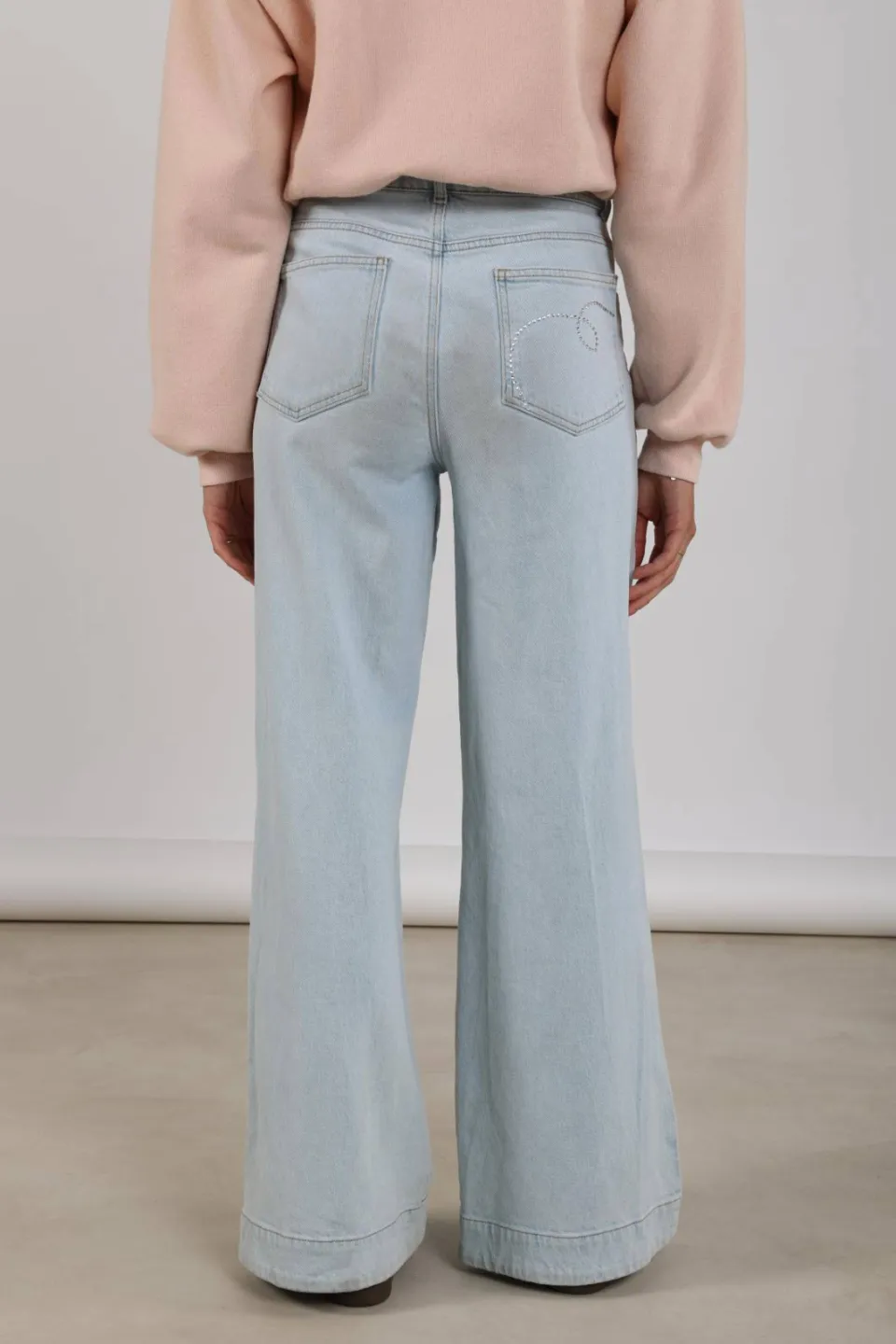 NUKUS high waist wide leg jeans light blue denim, foto 4