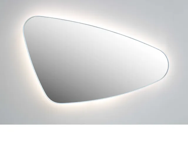 Ink Spiegel Organisch INK SP23 80x50 cm Met Verlichting en Spiegelverwarming Rechts Geborsteld Koper