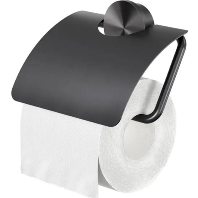 Geesa Opal toiletrolhouder met klep zwart