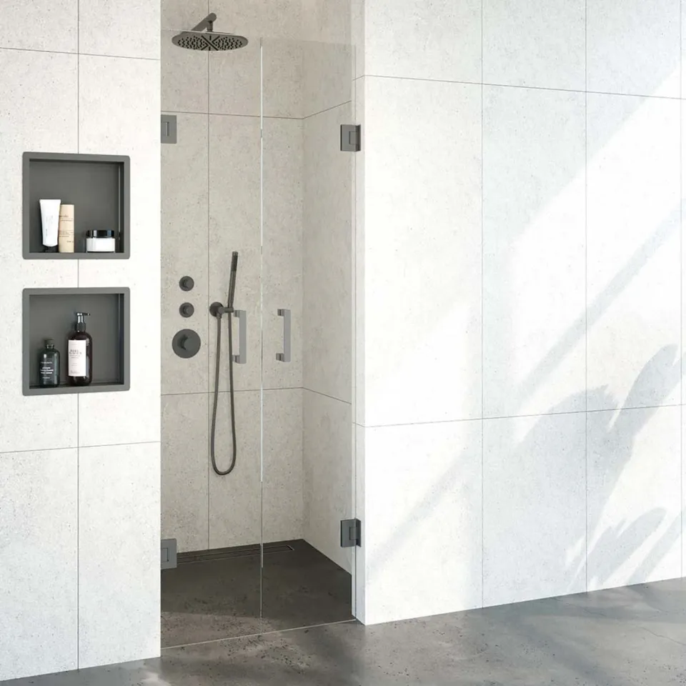 Sanitop BRAUER Void pendeldeuren helder glas 70x200 incl. glascoating PVD gunmetal geborsteld, foto 2