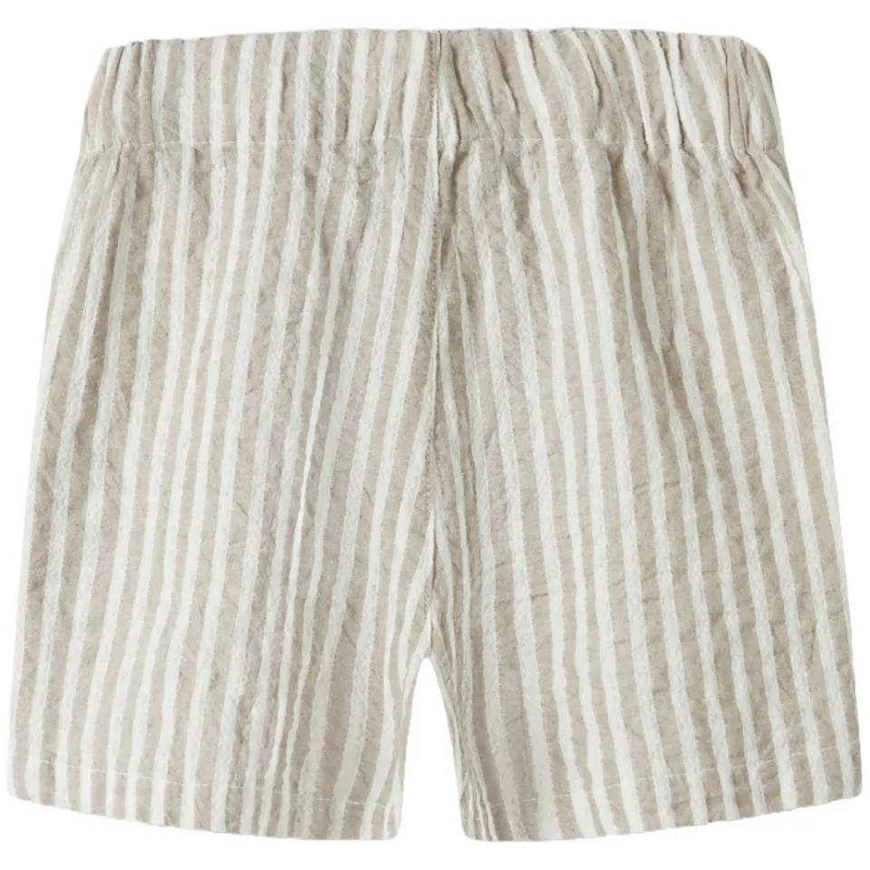 NAME IT MINI gestreepte korte broek beige wit Beige/wit