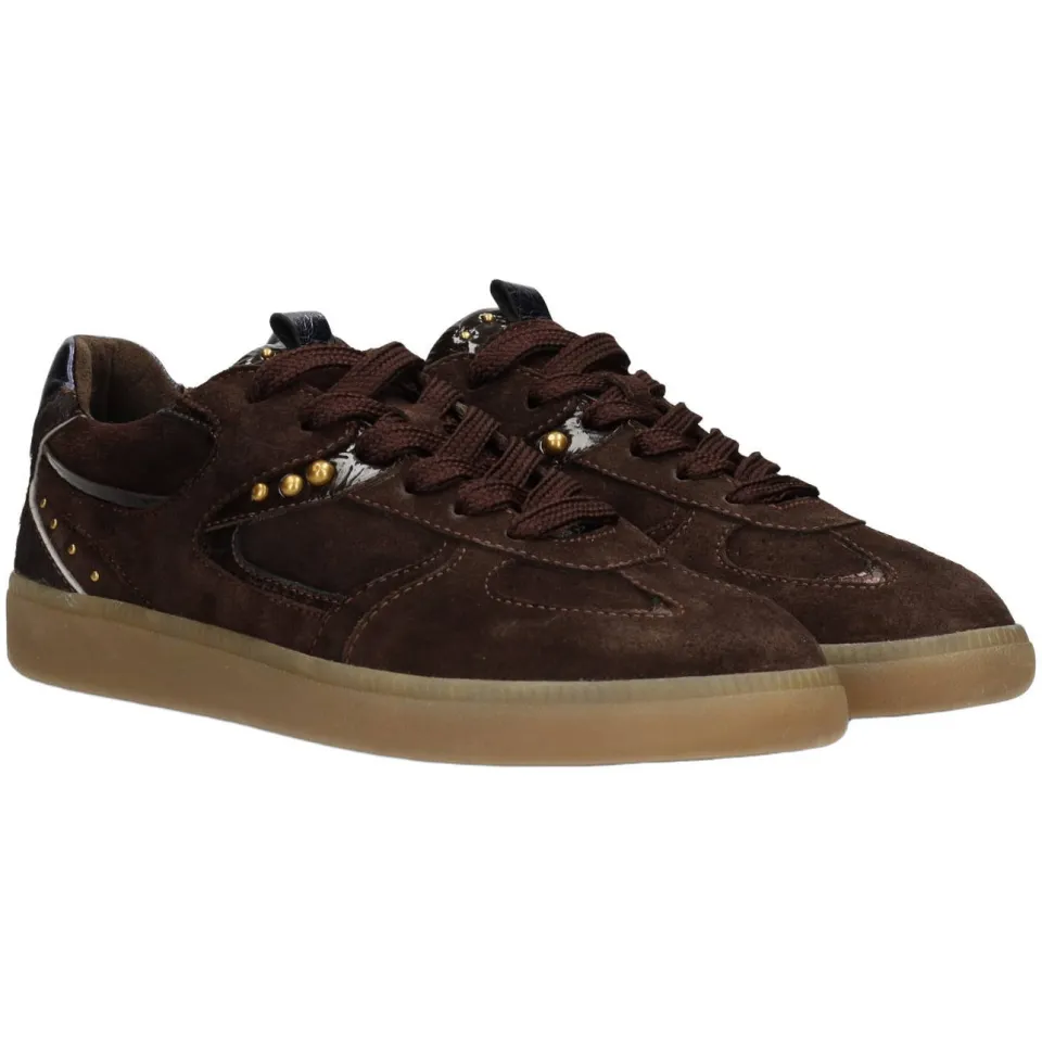 Poelman Skye leren sneakers met studs en print - bruin, foto 2
