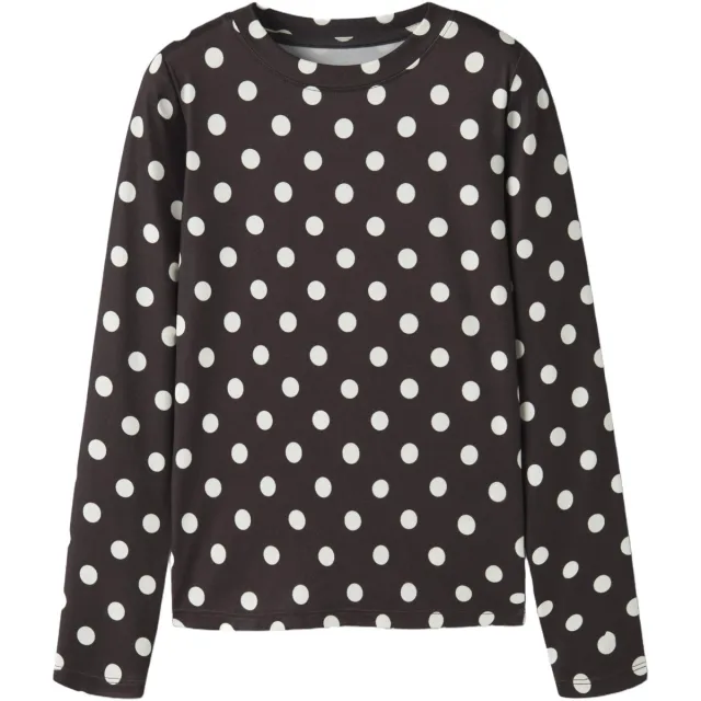 NAME IT longsleeve met stippen donkerbruin