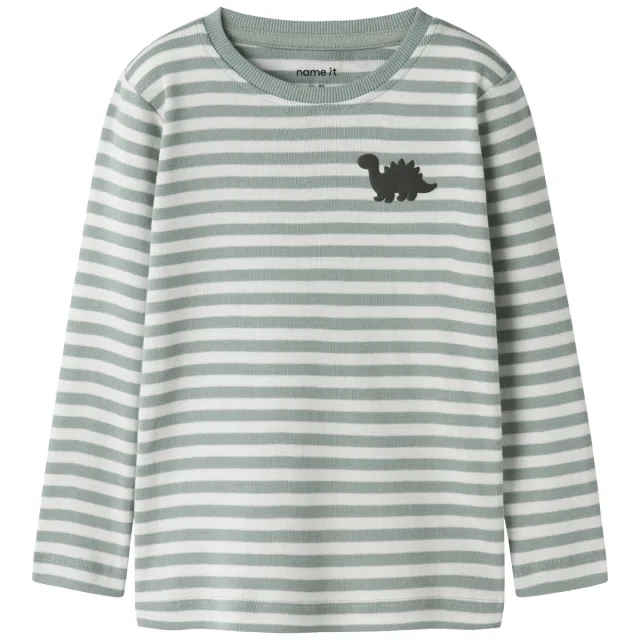 NAME IT MINI longsleeve met streepdessin lichtgroen lichtgroen/wit, foto 2
