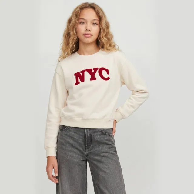 JJXX GIRL sweater met tekst - wit Offwhite
