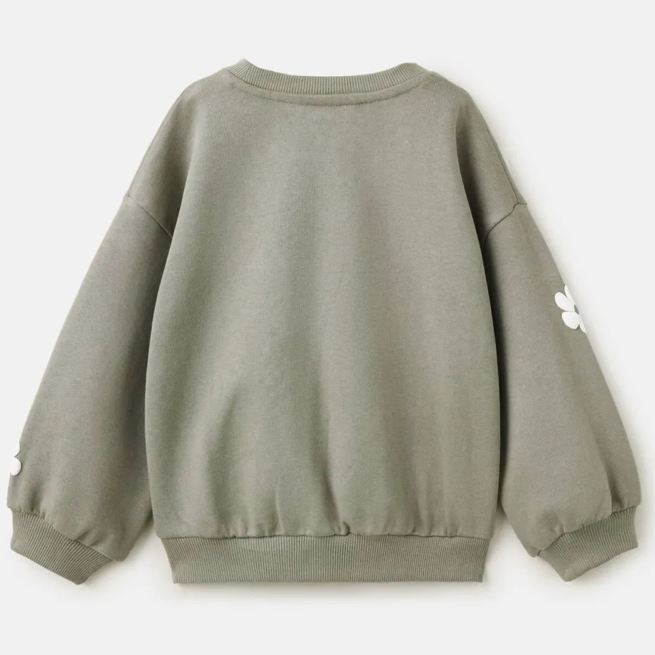 Mango Kids gebloemde sweater met borduursels - olijfgroen, foto 2