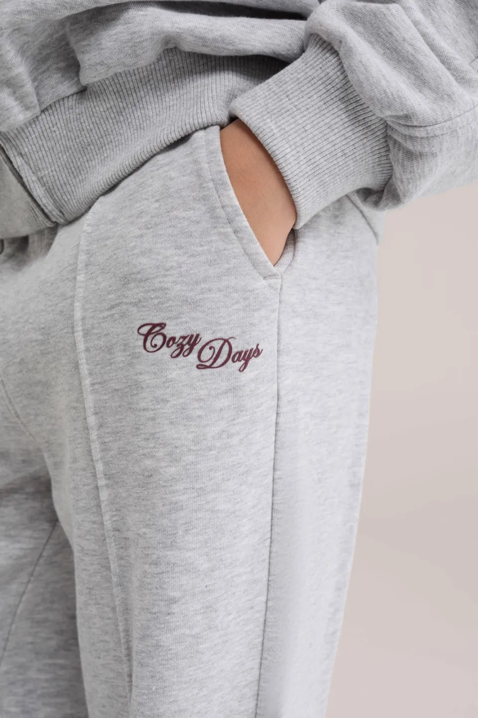 WE Fashion wide leg sweatpant joggingbroek grijs melange, foto 6