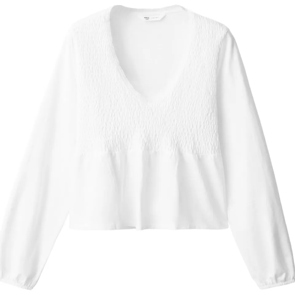 Mango blousetop met plooien naturel wit, foto 2