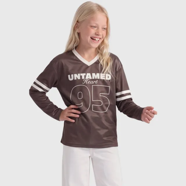Only longsleeve met print donkerbruin