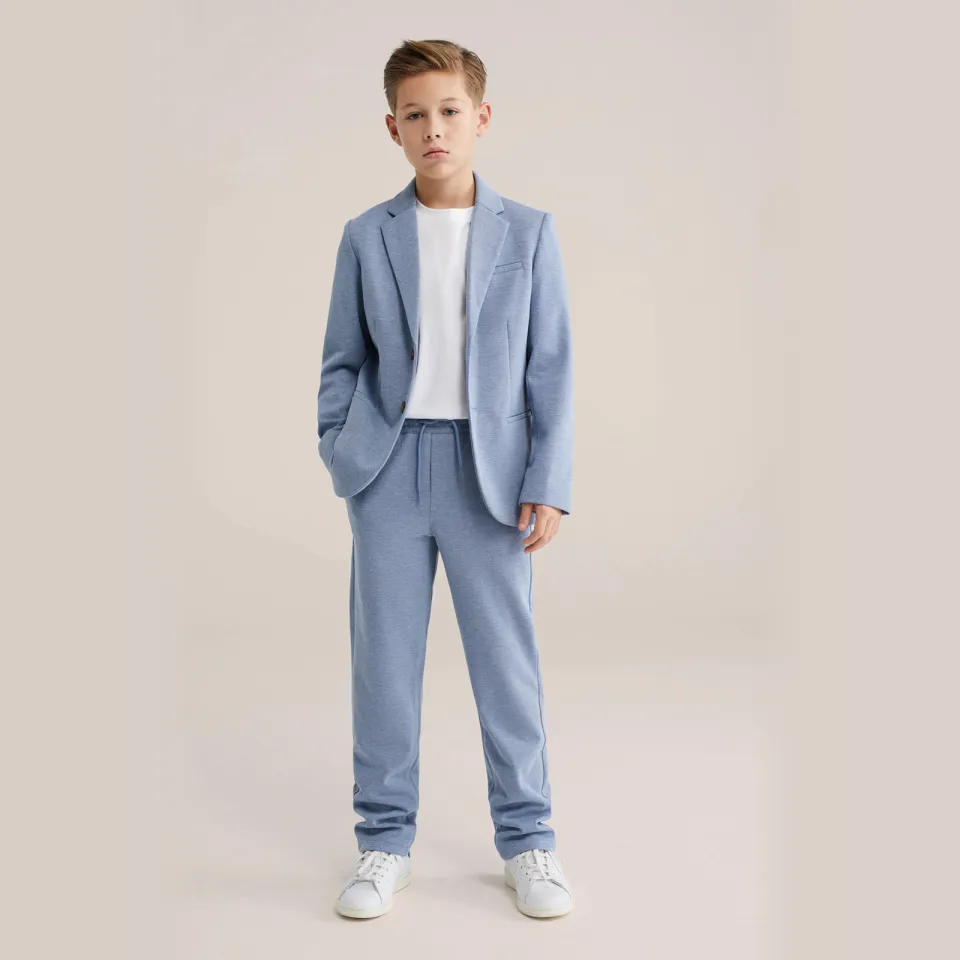 WE Fashion tapered casual broek lichtblauw