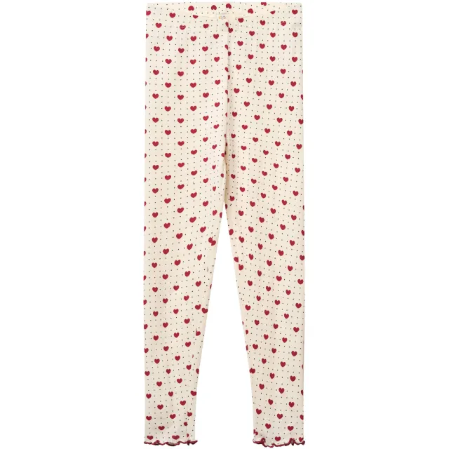 Copenhagen Colors slim fit legging met hartjes ecru Ecru/rood