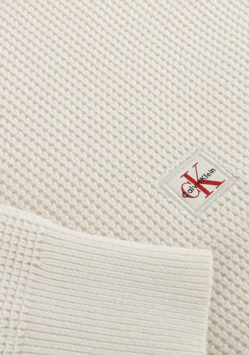 Calvin Klein Heren Truien & Vesten Ls Ez Cotton Waffle Crewnk Swtr 9 - Ecru, foto 4