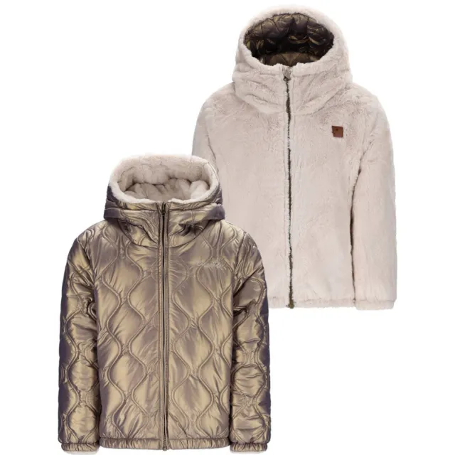 Like Flo imitatiebonten reversible jas beige Beige/goud