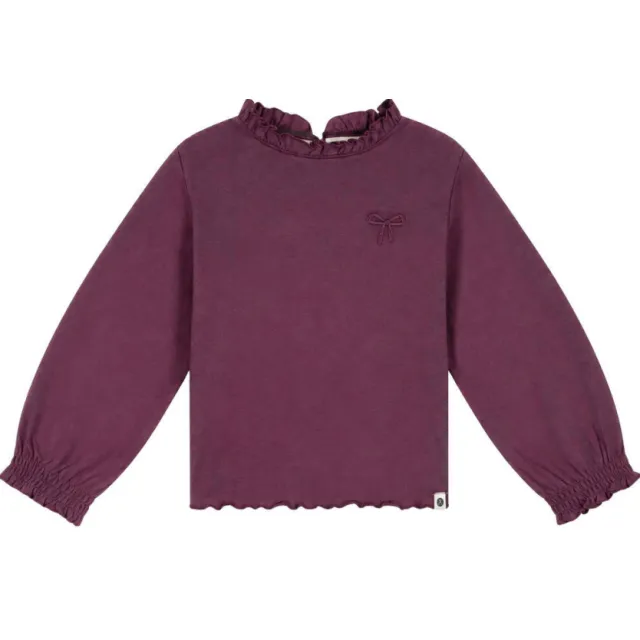 Stains&Stories longsleeve met ruches donkerrood