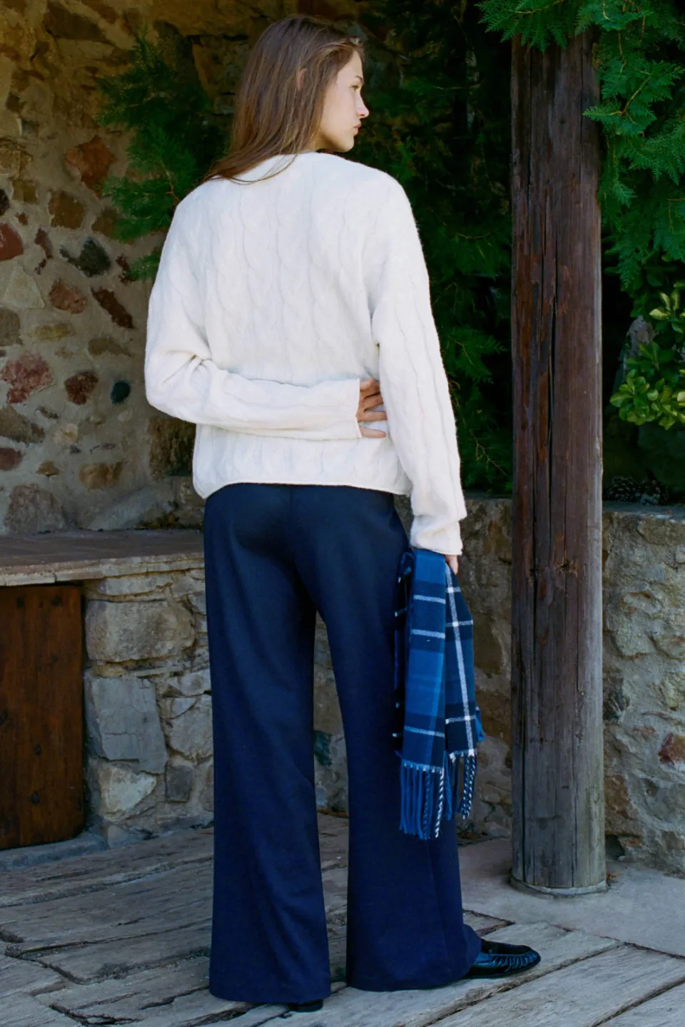 Mango straight leg pantalon marineblauw, foto 4