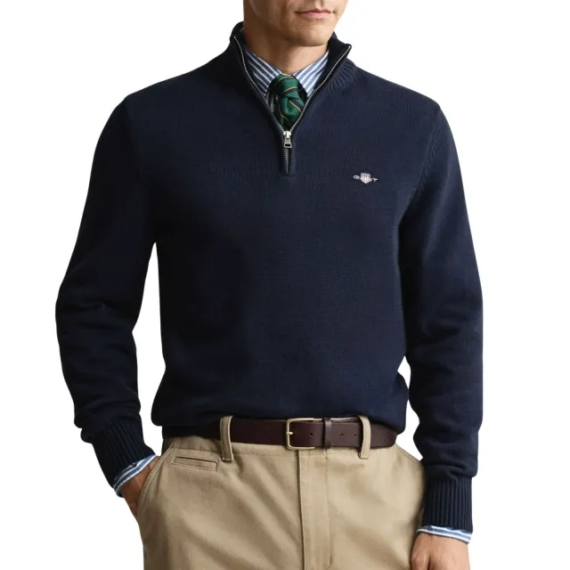 Gant Casual Half Zip Sweater Heren Avondblauw