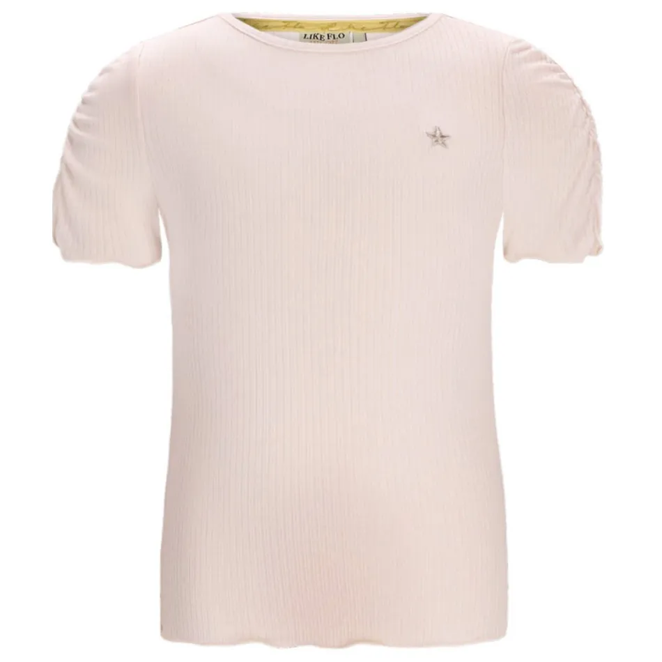 Like Flo ribgebreid t-shirt ecru, foto 2