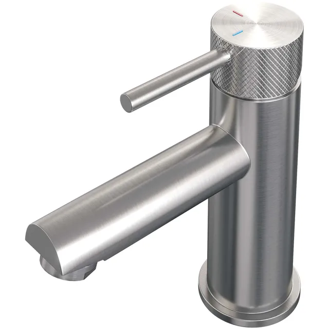 Brauer Wastafelmengkraan Brauer Brushed Carving Coldstart Opbouw Laag Ronde Hendel Geborsteld RVS PVD PVD