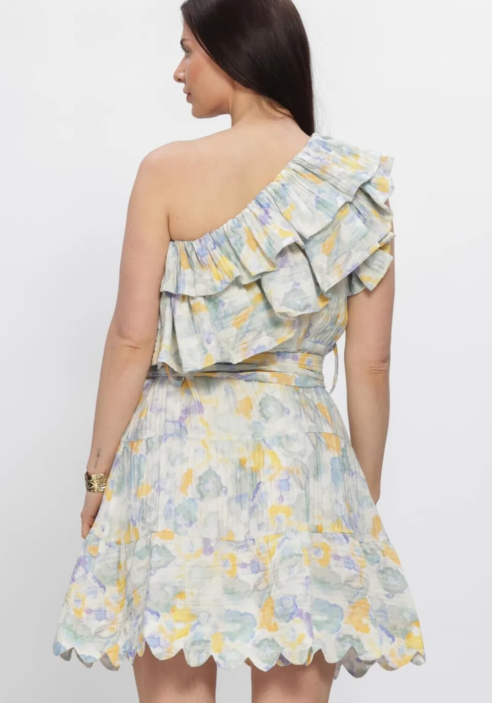AMAYA Amsterdam Clover one shoulder jurk paars, foto 3