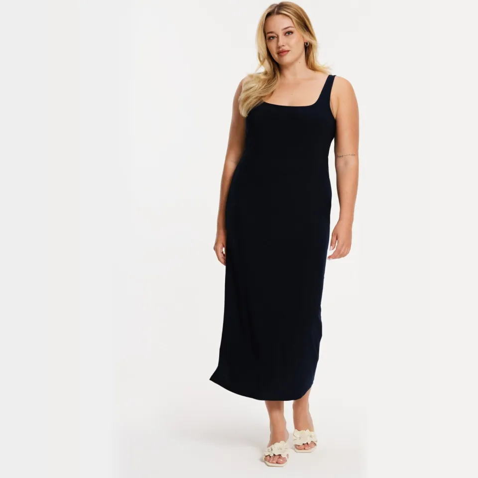 Yoek midi bodycon jurk donkerblauw, foto 2