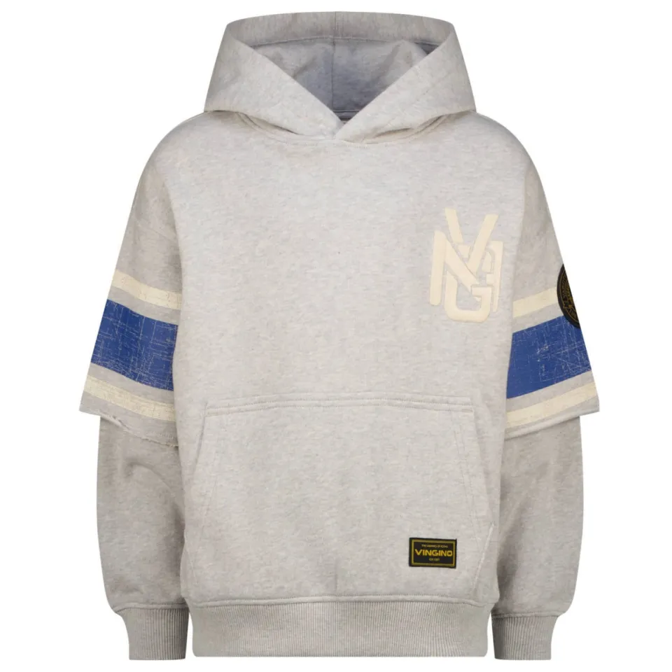 Vingino oversized hoodie met backprint - grijs/blauw, foto 2