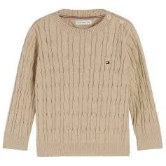 Tommy Hilfiger katoenen gebreide trui - zand