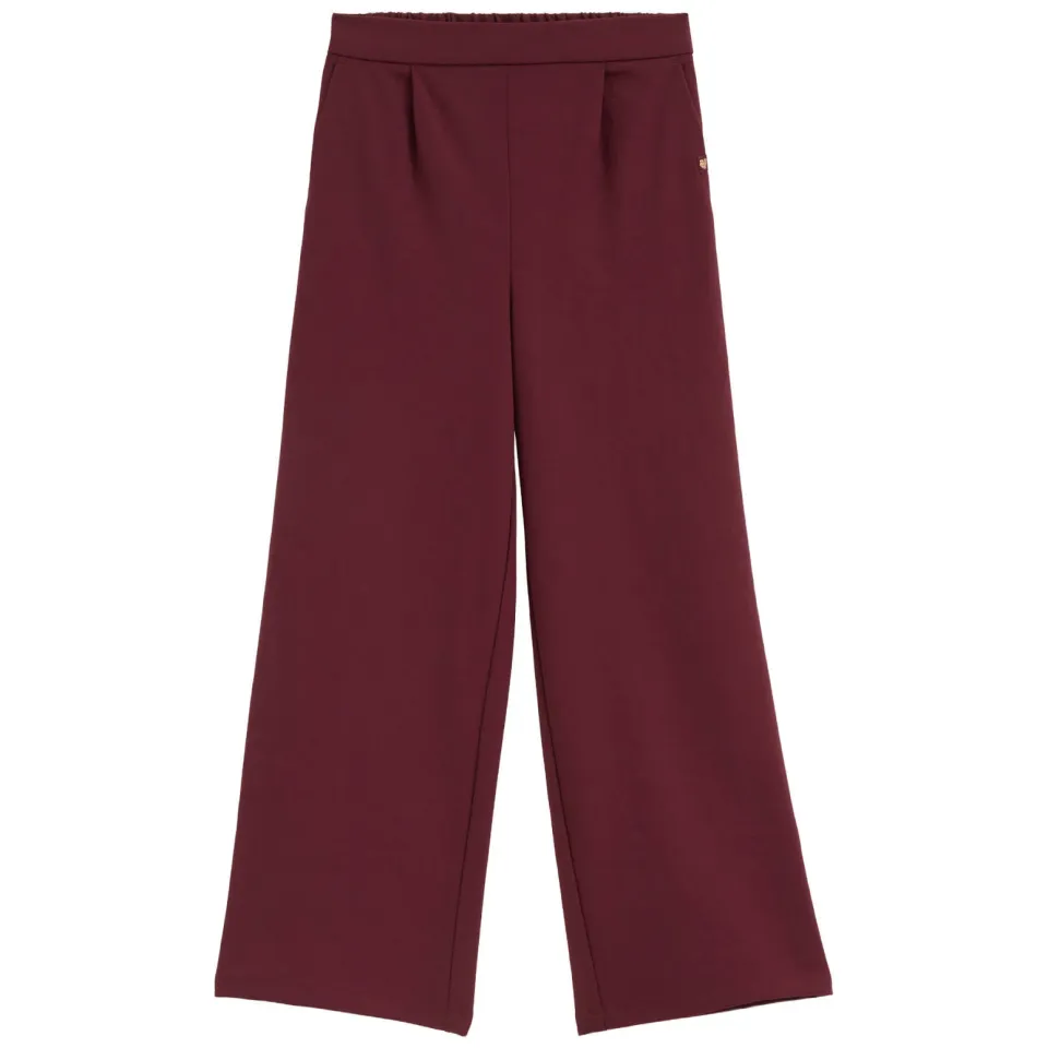 WE Fashion loose fit pantalon met plooien donkerrood, foto 2