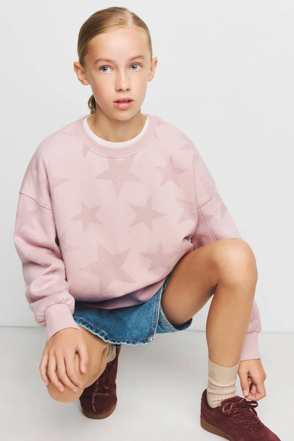 Mango Kids sweater met sterren - roze