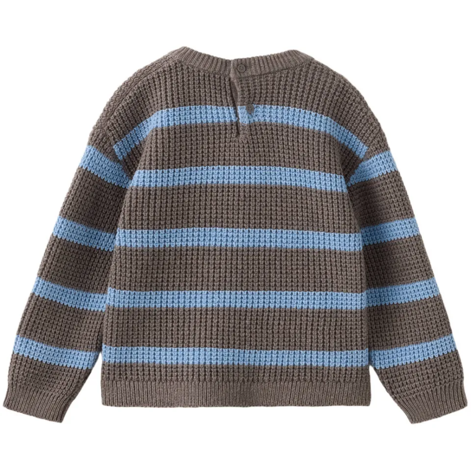 Mango Kids katoenen gestreepte trui - bruin, foto 3