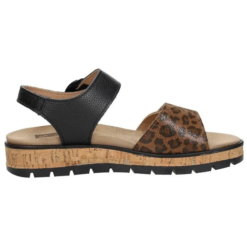 Sub55 Comfort Collection Mia 96 sandaal zwart met luipaardprint