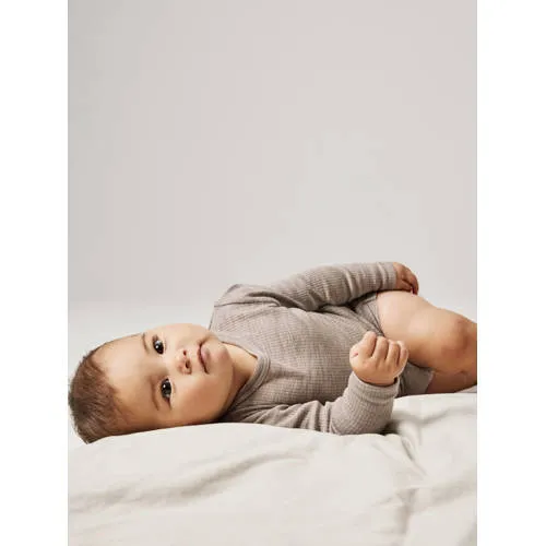 NAME IT BABY wollen gemêleerde romper - grijs, foto 3