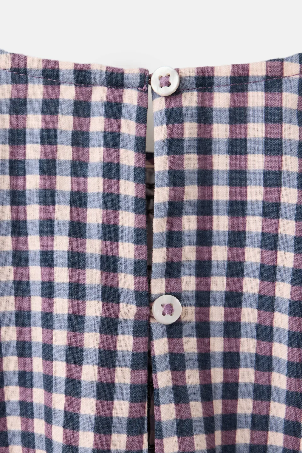 Mango geruite blousetop met smockwerk roze blauw paars, foto 6
