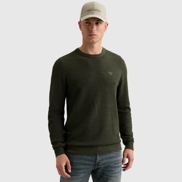 PME Legend regular fit gebreide trui - loden green Loden Groen