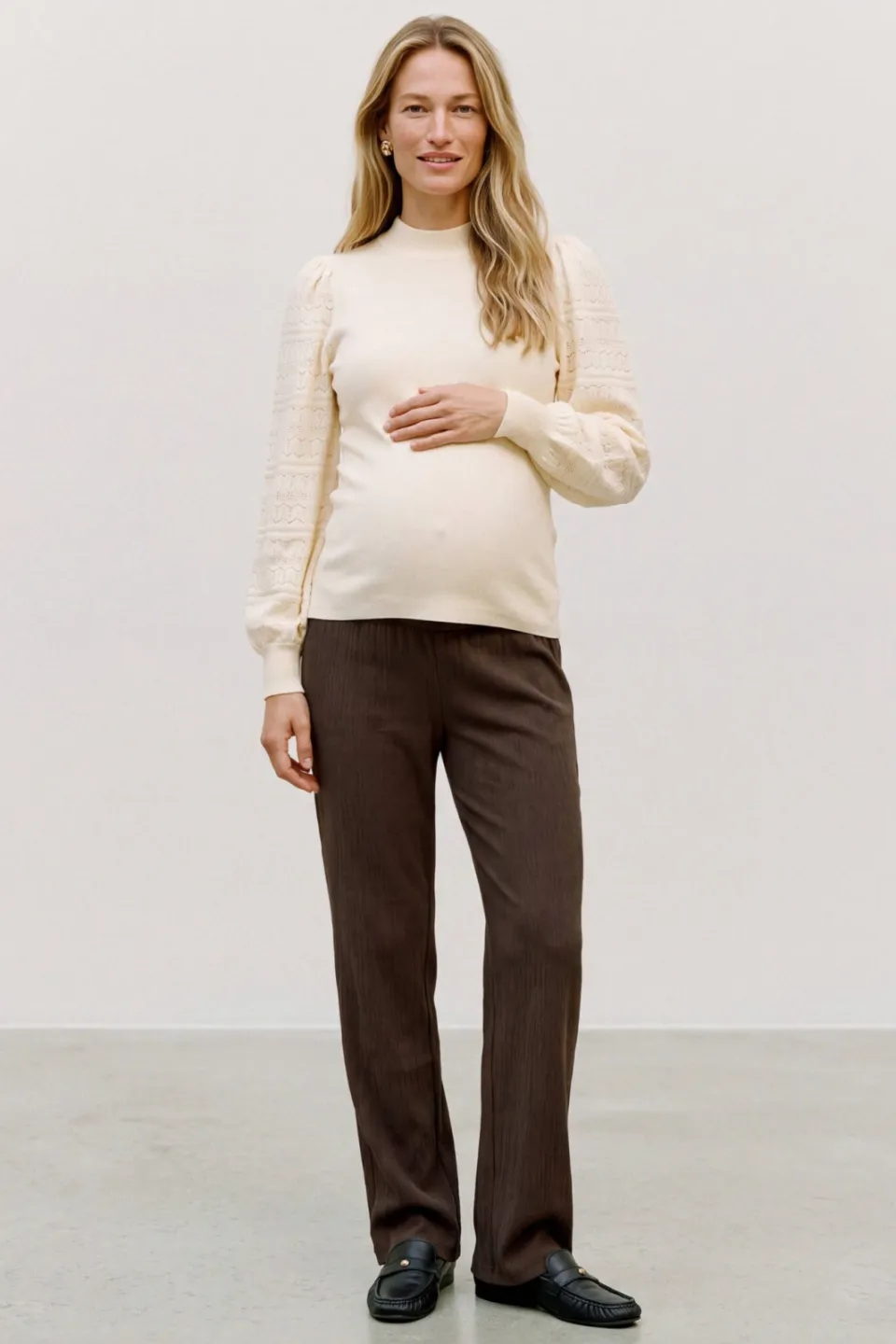 Vero Moda MATERNITY rechtvallende gebreide zwangerschapstrui - beige, foto 4