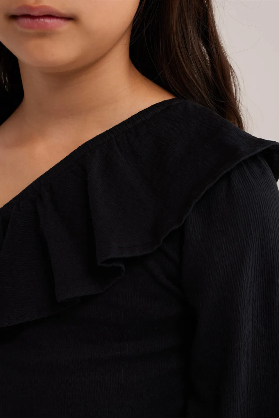 WE Fashion one shoulder top met ruches zwart, foto 5