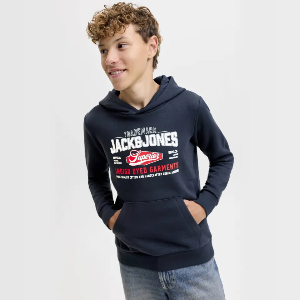 Jack & Jones JUNIOR hoodie met logo - donkerblauw, foto 4
