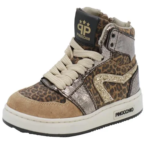 Pinocchio hoge sneakers beige panterprint, foto 2