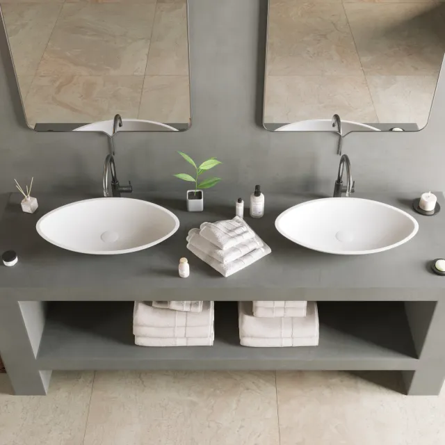 Ideavit Opbouw Waskom Ideavit Solidjazz 60x35x9 cm Solid Surface Mat Wit