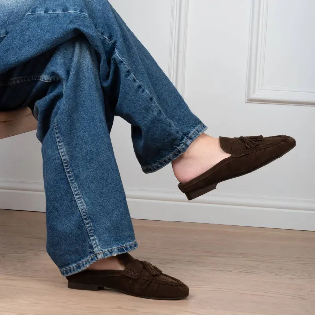 Poelman Lottie suède loafers - donkerbruin