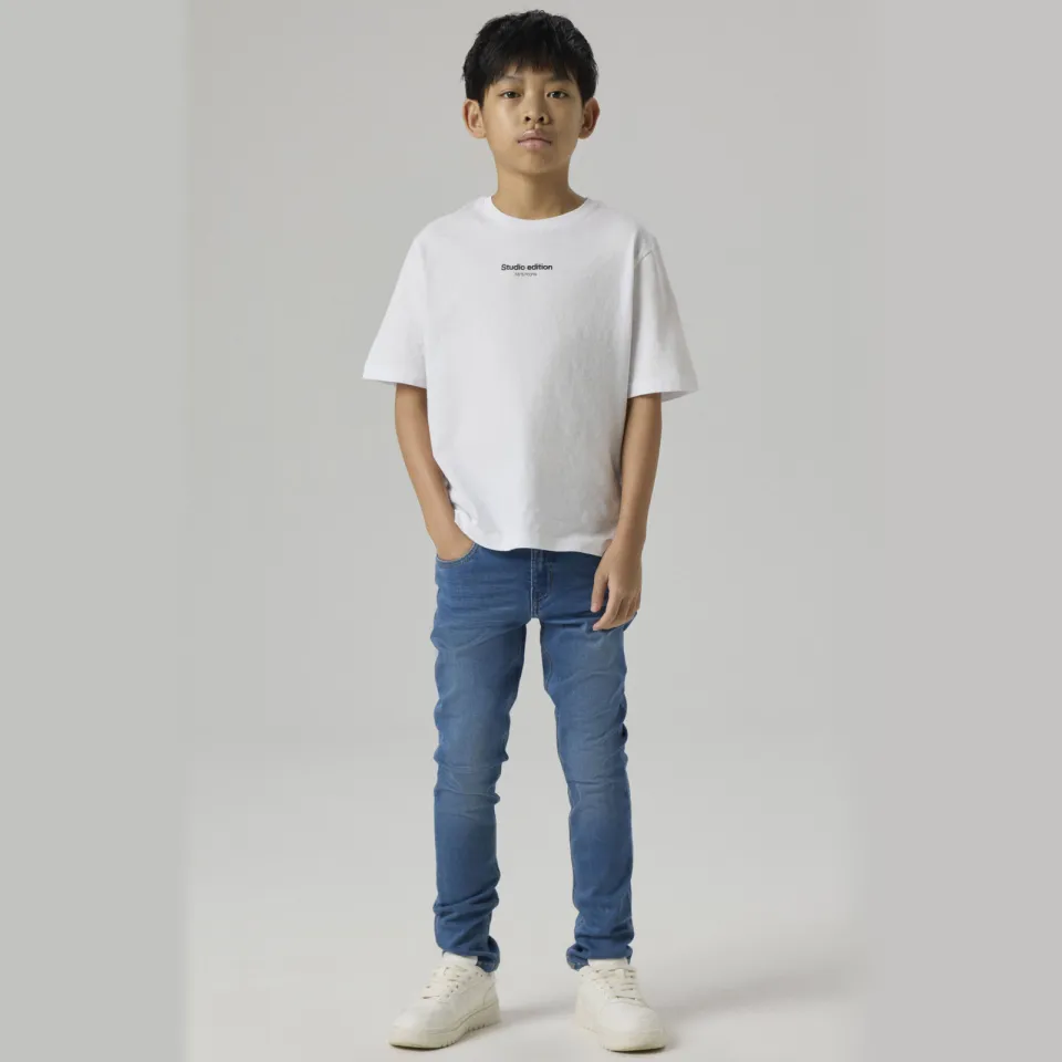 NAME IT KIDS slim fit jeans NKMTHEO stonewashed Medium Blue Denim
