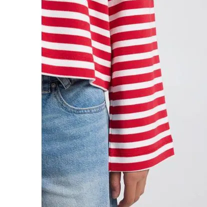 America Today gestreepte longsleeve rood/wit, foto 6