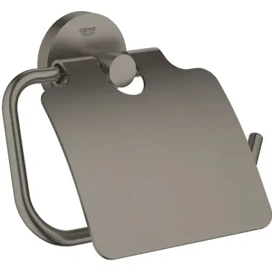 Grohe Essentials toiletrolhouder met klep hard graphite geborsteld Donker Grijs