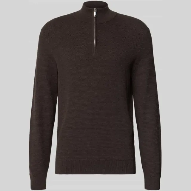 Profuomo Heren Truien & Vesten Pullover Half Zip Twinkle Slub Structure - Bruin, foto 2